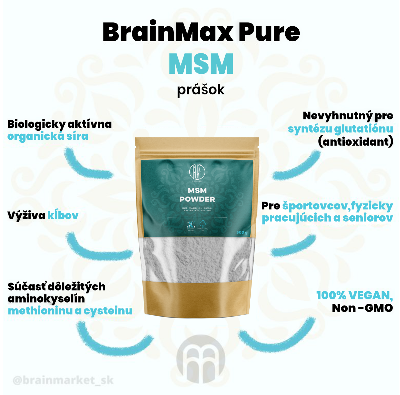 Brainmax Pure MSM BIO prášok, 250 g - BrainMarket.cz